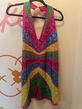 Nasty Gal Backless Sequin Mini Dress in Pink, Green, Blue, Yellow